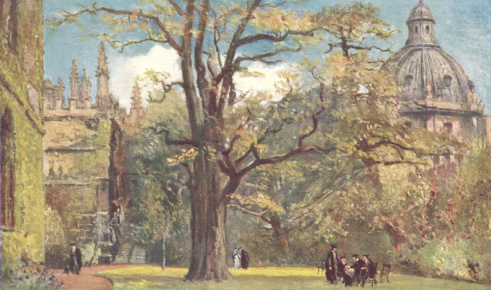 OXFORD. Fellows Garden, Exeter College 1903 old antique vintage print picture